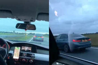 Boys willen op Nederlandse weg racen met een BMW, blijkt undercover politieauto