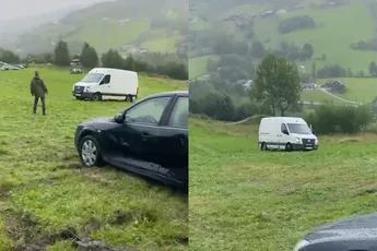 Busje rolt van berg, maar opluchting is groot als het goed afloopt