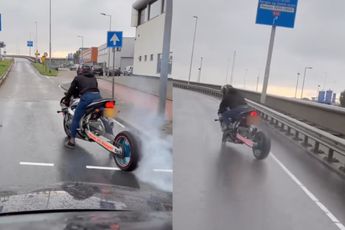 Rotterdamse stuntchauffeur laat op openbare weg zien wat hij met gemodificeerde motor kan