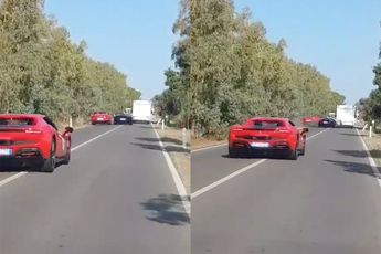 Bizar ongeluk in San Giovanni Suergiu waar supercar op camper knalt