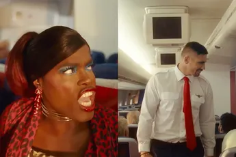 Judeska wil massage van Flight attendant Rico Verhoeven in flight safety video van Cor en Don