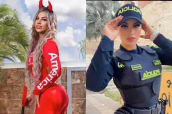 Agente Alexa Narvaez ging als duiveltje van América de Cali tijdens Halloween