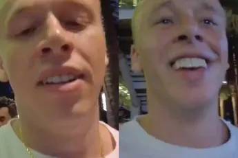 Live stream toerist na spontane knuffel het slachtoffer van diefstal