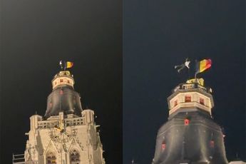 Politie doet onderzoek naar waaghals die aan mast hangt op 88 meter hoge toren in Belgie