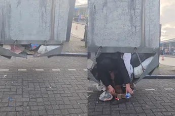 Man zit hele nacht vast in ondergrondse kledingcontainer in Venlo