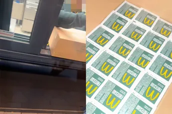 Nog snel even fritessaus inslaan voordat alles in zakjes zit bij Maccie