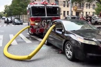 Brandweer in New York is niet zo moeilijk en heeft oplossing voor verkeerd geparkeerde auto