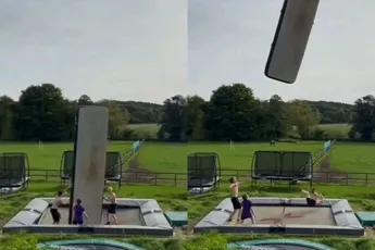 Airtrack laat gelijk weten niet thuis te horen op een trampoline