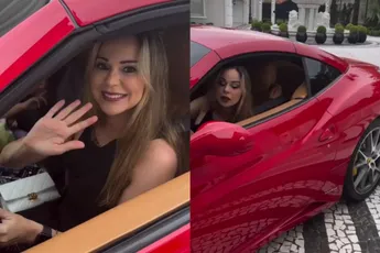 Vrouw regelt bijna een echtscheiding tijdens het rijden in Ferrari