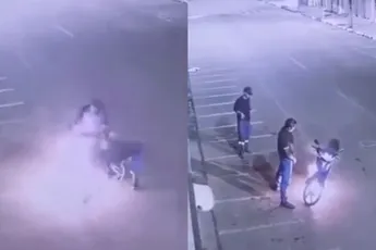 De kleine vriendjes inzetten tegen brandende brommer