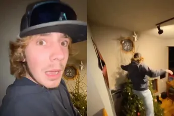 Ster uit gigantische kerstboom halen ook weer gedaan