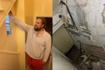 Mensen kopen oude flat en vinden verborgen deur onder de trap