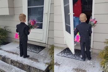 5-jarige Anthony verrast zijn Valentijn Lyla