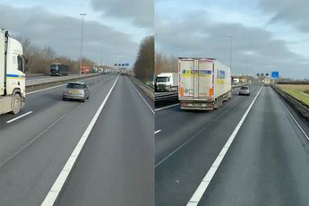 Automobilist in Mini irriteert vrachtwagen op de A2 in Limburg