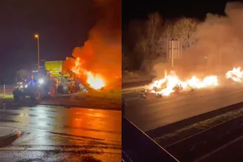 Boeren zetten snelwegen in vuur en vlam