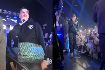 Rapper Simba La Rue vindt het niet zo fijn dat er bier naar hem gegooid wordt