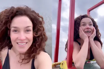 Vandaag gaan we een stukje zwemmen met Katja Schuurman in heel koud water