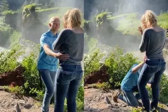 Huwelijksaanzoek aan een waterval verliep bijna goed