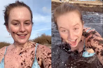 Duitse dame laat zien dat je soms best last kunt hebben van zeewier op Mallorca