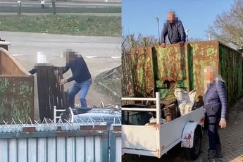 Man betrapt illegale dumpers van rotzooi in container en wil geld zien