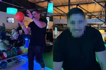 Rico Verhoeven lekker aan het bowlen met een blauw oog