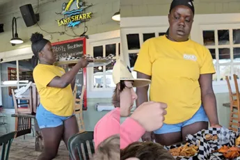 Beelden van asociale serveerster gaan het web over, maar het is allemaal niet zo erg als het lijkt