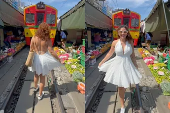 Wanneer influencertje spelen zelfs op de Maeklong Railway Market niet lukt