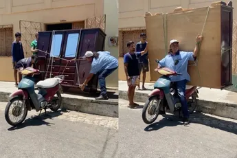 Enorme kast achter op de motor kan ook makkelijk, als je Braziliaan bent