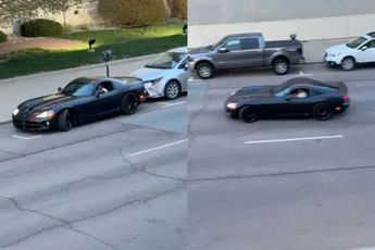 Dodge Viper bestuurder laat zien de boel niet onder controle te hebben in Sioux City
