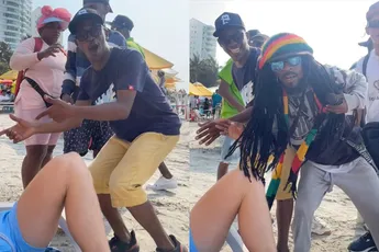 Ondertussen op een strand in Colombia: Verkopers blijken ook potje te kunnen rappen