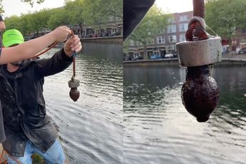 Wait what: Magneetvisser in Rotterdam vist handgranaat uit water bij Linker Rottekade