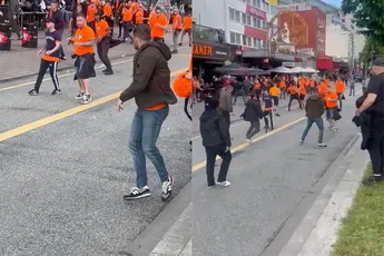 Ondertussen ook in Hamburg: Supporters van Den Haag en Nijmegen op de vuist
