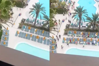 Om 8 uur 's ochtends begint de ligbedden-race bij het hotel op Tenerife