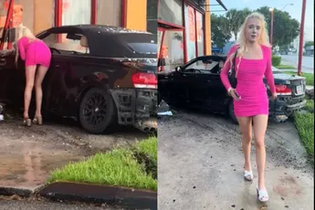 Barbie-lookalike ramt BMW in Popeye’s en dacht daarvan weg te kunnen lopen