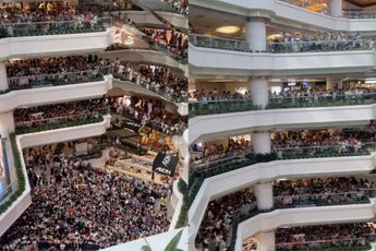 In het Chinese Guangzhou is het winkelcentrum in het weekend een waar spektakel