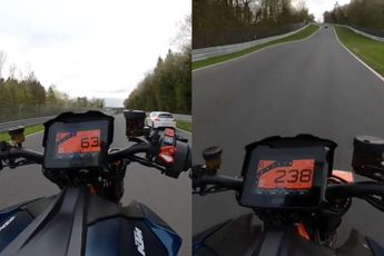 Motorrijder gelijk helemaal los bij het oprijden van de Nürburgring