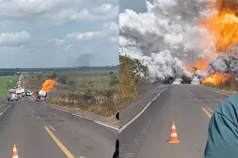 Da’s nog eens een knal: tankwagen gaat de lucht in, in Brazilië