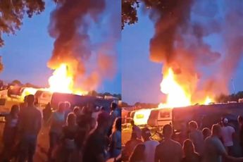 Grote rookwolken boven Zwarte Cross na brand in drie caravans