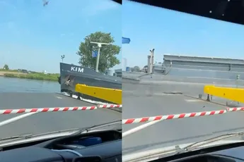 Botsing tussen schip en pont op de Maas