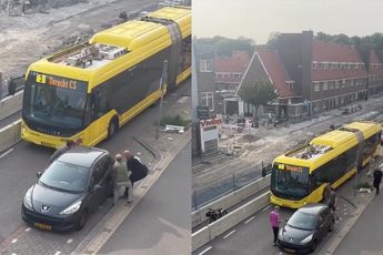 Helder lampje heeft zijn auto scheef geparkeerd en veroorzaakt daarmee flinke file