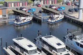 Kapitein vindt remmen niets en gebruikt kade om te stoppen
