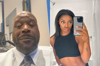 Maar één reactie mogelijk bij foto van Shaquille O’Neal en Simone Biles: 'Gaat nooit passen'