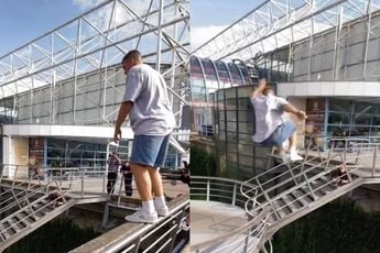 Spaans parkour-baasje sloopt leuning bij Amsterdam Sloterdijk