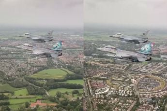 F-16 maakte afscheidsronde: zo zag het eruit vanuit de lucht