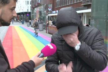 Man bij Haags regenboogpad laat zien waarom  acceptatie van homoseksualiteit afneemt in Nederland