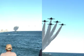 Blauwe lucht, blauwe zee en Blue Angels zorgen voor schitterend gezicht