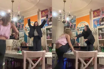 Leedvermaak: op tafel dansen gaat fout