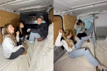 Meisjes komen er ook achter dat busje met matras achterin gevaarlijk kan zijn
