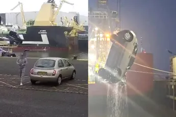Ook in IJmuiden altijd je auto op de handrem zetten: auto rolt van kade zo de haven in