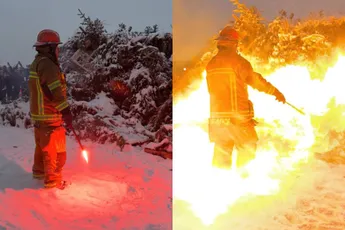 Brandweerman maakte kerstbomen in vlammen op laten gaan net even spannender